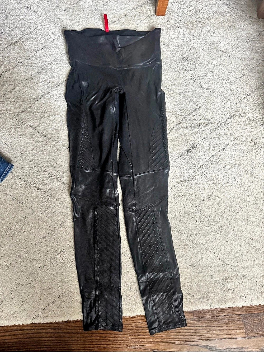 SPANX Faux Leather Moto Leggings Black Medium